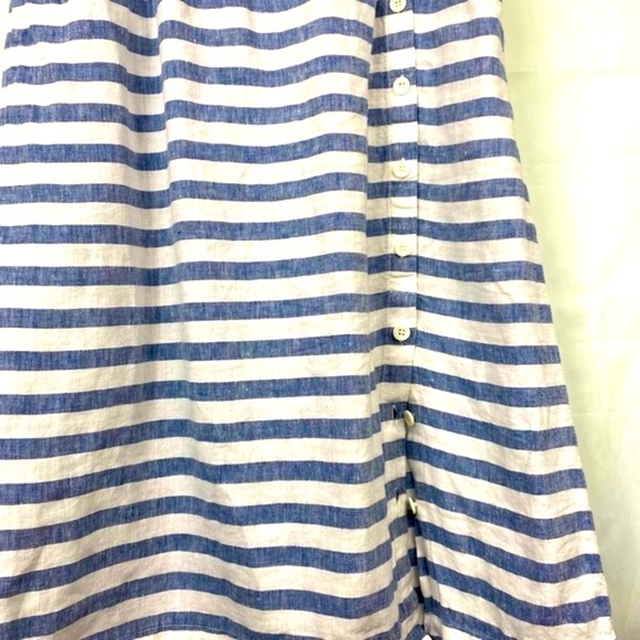 J. Jill Blue/White Striped Linen Button Front Skirt Size Medium Petite - Picture 4 of 5
